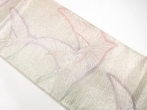 鶴模様織り出し　袋帯